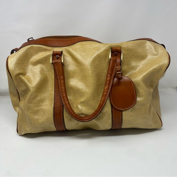 ROBINSON LUGGAGE SINCE 1927 MADE IN ITALY Traveler Duffle Bag Brown Khaki - Picture 5 of 9